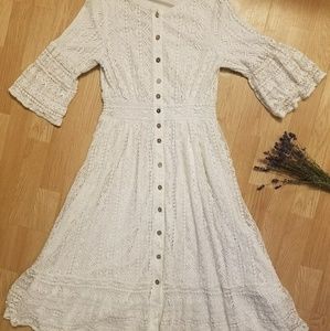 The Diane Lace Midi Dress in White